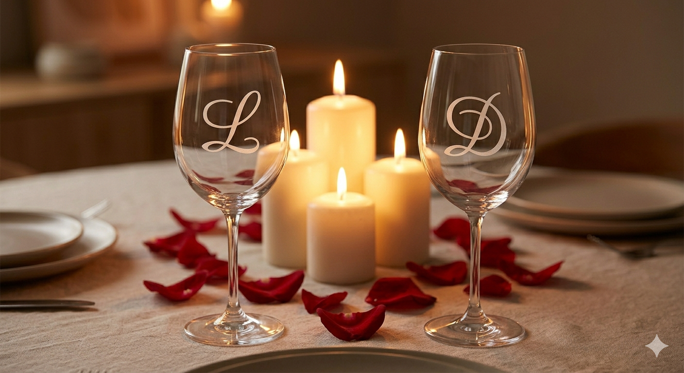 How to Style Personalized Wine Glasses for a Romantic Dinner Table