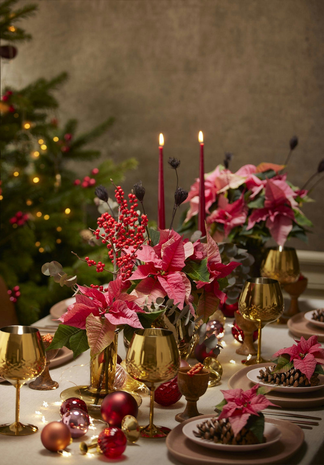 How to Decorate with Artificial Poinsettia Flowers for Christmas Tables and Small Spaces