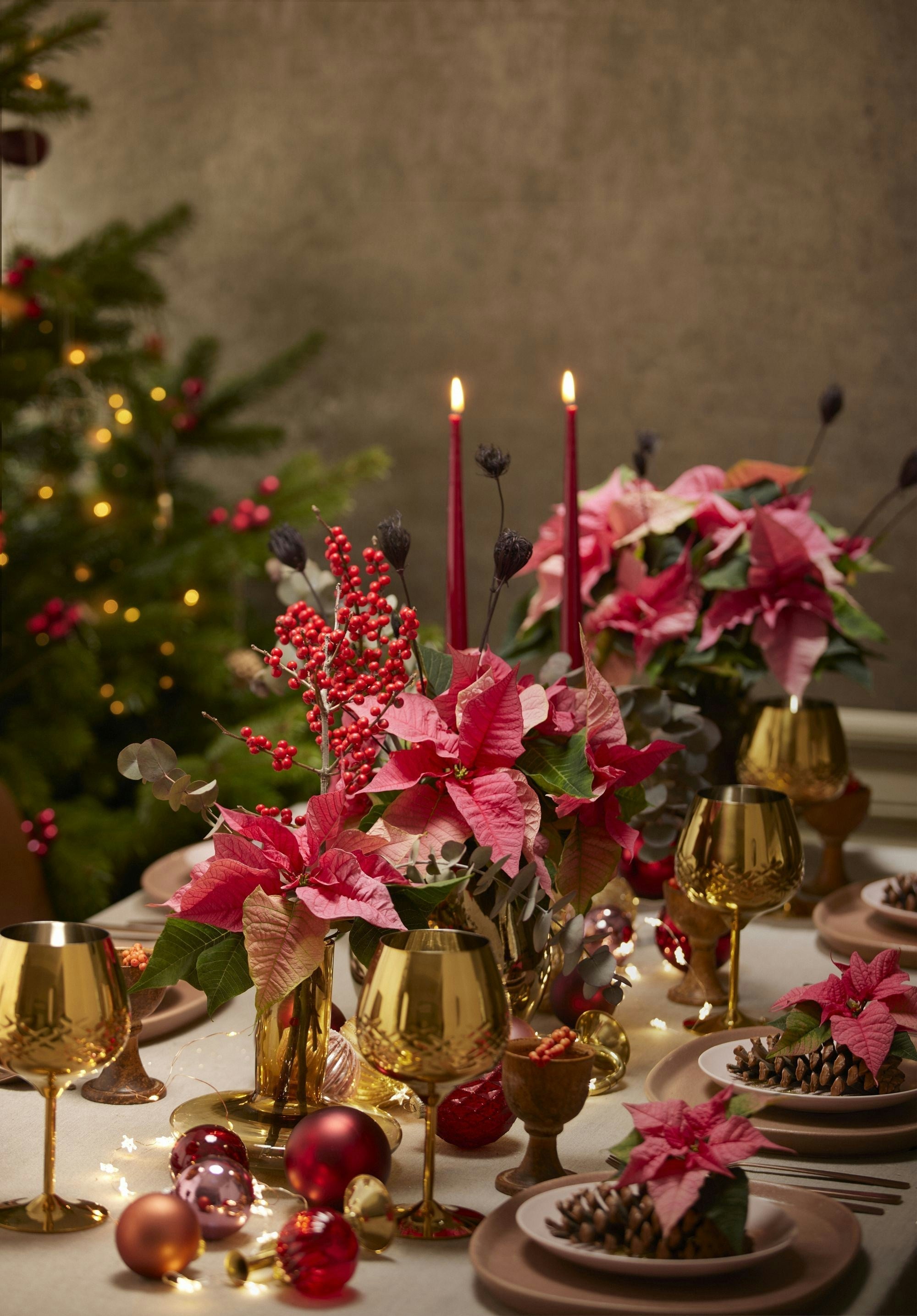How to Decorate with Artificial Poinsettia Flowers for Christmas Tables and Small Spaces