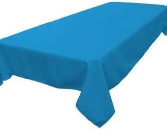 LA Linen Polyester Poplin Washable Rectangular Tablecloth, Stain and Wrinkle Resistant Table Cover 60x84, Fabric Table Cloth for Dinning, Kitchen, Party, Holiday 60 by 84-Inch, Turquoise Dark