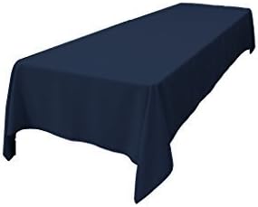 LA Linen Polyester Poplin Washable Rectangular Tablecloth, Stain and Wrinkle Resistant Table Cover 60x126, Fabric Table Cloth for Dinning, Kitchen, Party, Holiday 60 by 126-Inch, Navy