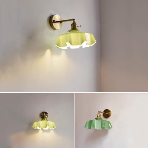 Vintage Milk Glass Wall Sconce - Mid Century Flower Design Lighting, Hardwired Gold Finish, Ideal for Bedroom, Hallway, Living Room, Farmhouse Style Wall Lamp.