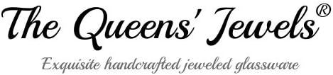 THE QUEENS' JEWELS Blue and White Flip Flop Jeweled Stemmed Wine Glass, 21 oz. - Unique Gift for Women, Birthday, Cute, Fun, Not Painted, Decorated, Bling, Bedazzled, Rhinestone
