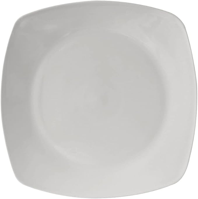 Tuxton China BWH-126C Plate, 12-3/4", Square, Rolled Edge, Microwave and Dishwasher Safe, Oven Proof, Fully Vitrified, Ceramic, DuraTux, White, Pack of 6