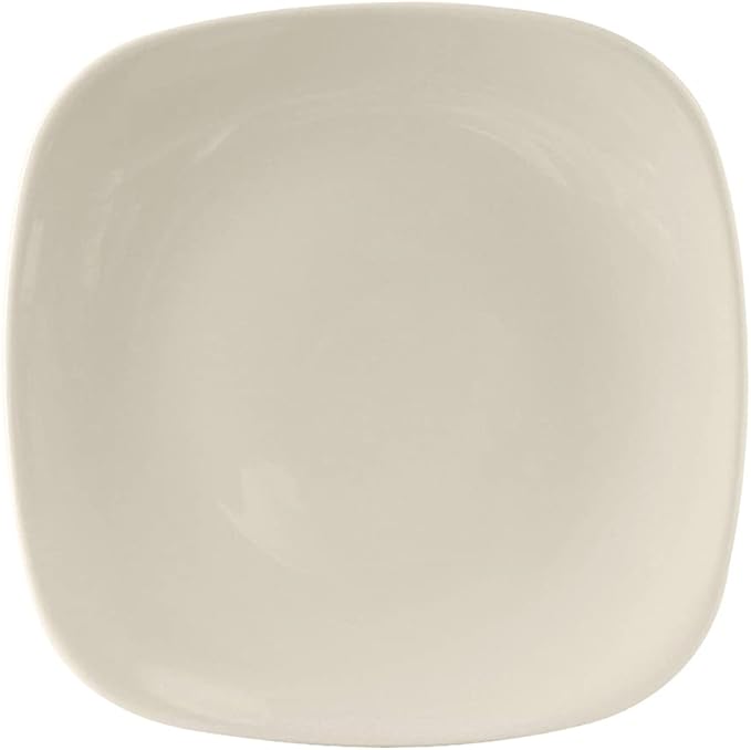 Tuxton China BEH-110C Plate, 11-1/8", Square, Rolled Edge, Microwave and Dishwasher Safe, Oven Proof, Fully Vitrified, Ceramic, DuraTux, American White/Eggshell, Pack of 12