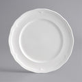 Condesa Pearl White Porcelain Dinner Plate, 12 Inch Round, Scalloped Wide Rim, Embossed, Dishwasher Safe, Microwave Safe, 12 Per Case