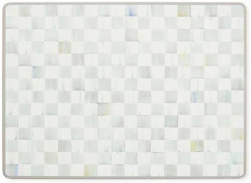 MACKENZIE-CHILDS Set of 4 Cork-Back Placemats, Hard-Finish Table Mats, Gray-and-White Sterling Check