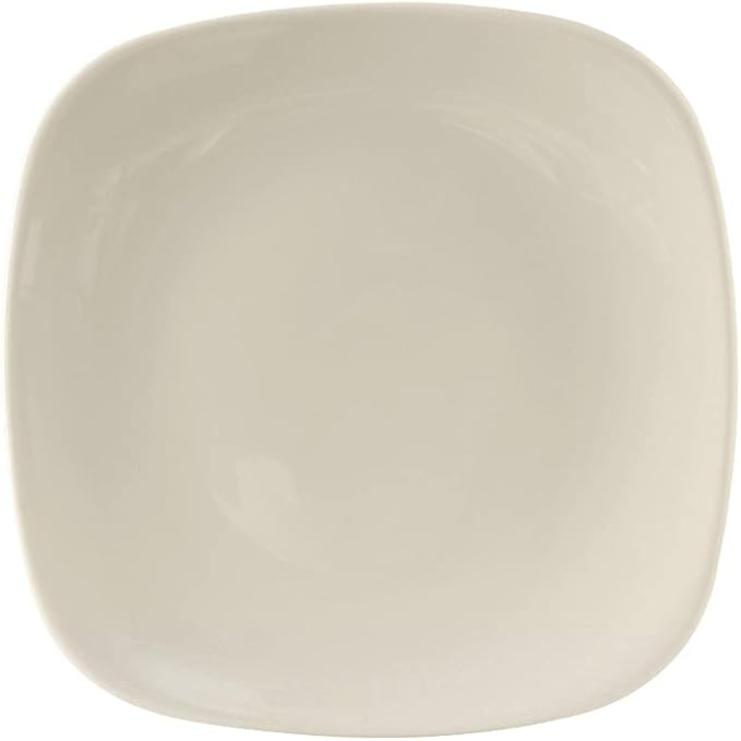 Tuxton China BEH-090C Plate, 9", Square, Rolled Edge, Microwave and Dishwasher Safe, Oven Proof, Fully Vitrified, Ceramic, DuraTux, American White/Eggshell, Pack of 12