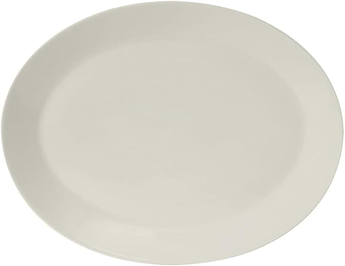 Tuxton China AMU-027 Platter, 10" x 7-3/4", Oval, Wide Rim, Microwave and Dishwasher Safe, Oven Proof, Fully Vitrified, Ceramic, AlumaTux, Modena, Pearl White, Pack of 12