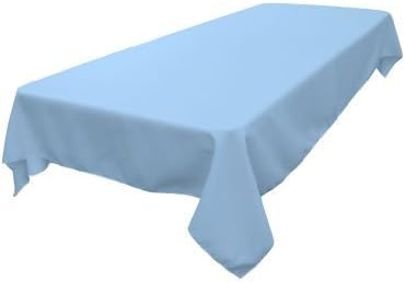 LA Linen Polyester Poplin Washable Rectangular Tablecloth, Stain and Wrinkle Resistant Table Cover 60x102, Fabric Table Cloth for Dinning, Kitchen, Party, Holiday 60 by 102-Inch, Blue Light