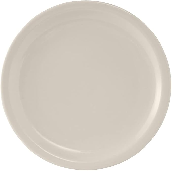 Tuxton China TNR-009 Plate, 9-1/2" Diameter, Round, Narrow Rim, Microwave and Dishwasher Safe, Oven Proof, Fully Vitrified, Ceramic, Nevada, American White/Eggshell, Pack of 24