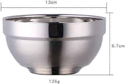 10pcs stainless Steel Bowls Set，5.1Inches Double Walled Insulated Large Serving Rice Cereal Salad noodle Bowl ， Unbreakable Deep Bowl， for kitchen Restaurant Dishwasher Safe