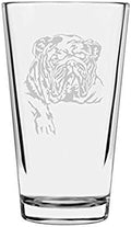 Bulldog Dog Themed Etched All Purpose 16oz Pint Glass