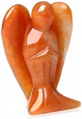 YATOJUZI 2" Red Aventurine Angel Decors Natural Healing Crystals Polished Carved Gemstones Stones Hand Guardian Cute Sculpture Statue Reiki Energy Figurines Home Room Office Desk Decor Gifts for Women