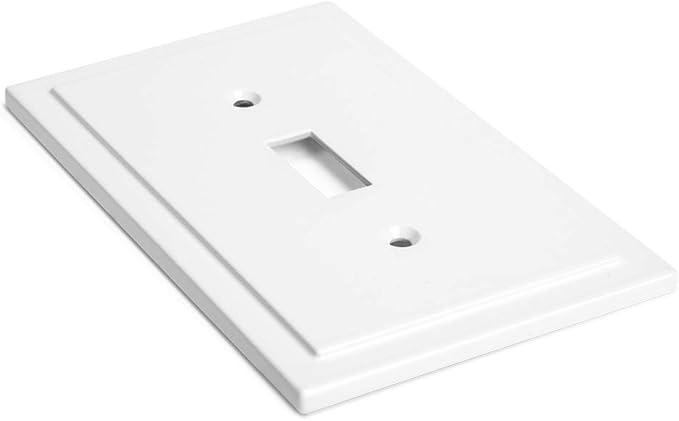 Henne Bery Modern Edge Decorative Wall Plate Switch Plate Outlet Cover, Durable Solid Zinc Alloy (Single Toggle 3PK, White)