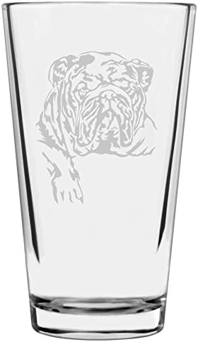 Bulldog Customizable Dog Themed Etched All Purpose 16oz Pint Glass