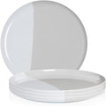 Thomas Fuchs Creative 1/2 & 1/2 Melamine Side Plates Set of 4, Chip and Break-Resistant, Durable Salad Plates, Kid-Friendly Dessert Plates for Indoor and Outdoor, Dishwasher Safe, Silver/Gray