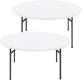 Round Spandex Tablecloth 2 Pack, Elastic Fitted Waterproof Tablecloths for 36"-44" Tables, Stretch Washable Picnic Table Cover for Camping, Dining, Indoor and Outdoor, White