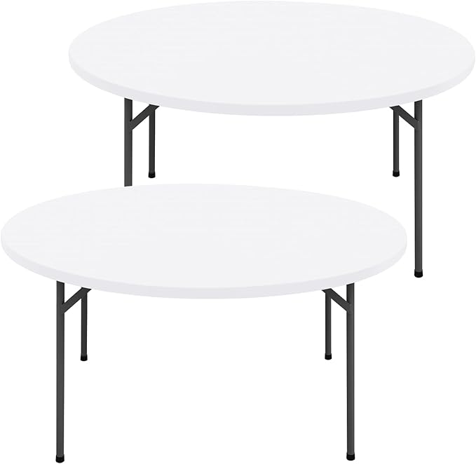 Round Spandex Tablecloth 2 Pack, Elastic Fitted Waterproof Tablecloths for 36"-44" Tables, Stretch Washable Picnic Table Cover for Camping, Dining, Indoor and Outdoor, White