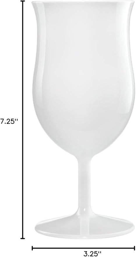 DRINIQUE 13oz Unbreakable Hurricane Cocktail Glass (Set of 4) Shatterproof Tropical Tritan Plastic Cup - White