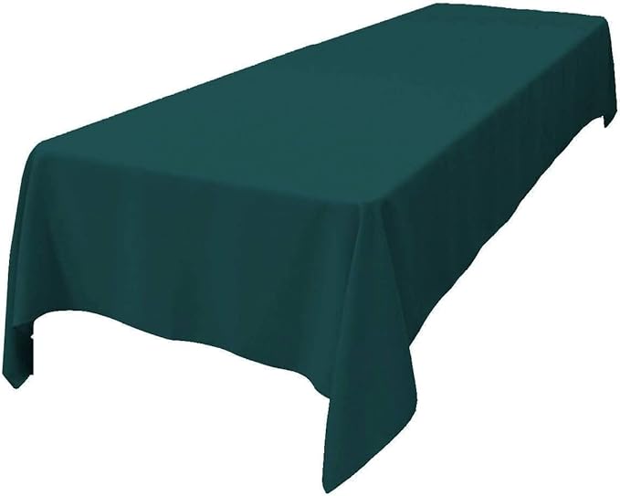 LA Linen Polyester Poplin Washable Rectangular Tablecloth, Stain and Wrinkle Resistant Table Cover 60x108, Fabric Table Cloth for Dinning, Kitchen, Party, Holiday 60 by 108-Inch, Teal Dark