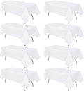 8 Pack White Table Cloth Rectangle 60 x 84 Inch Rectangular Tablecloth for 4 Foot Tables, Wrinkle Resistant Washable Rectangle Fabric Table Covers for Wedding Party Banquet Buffet and Camping