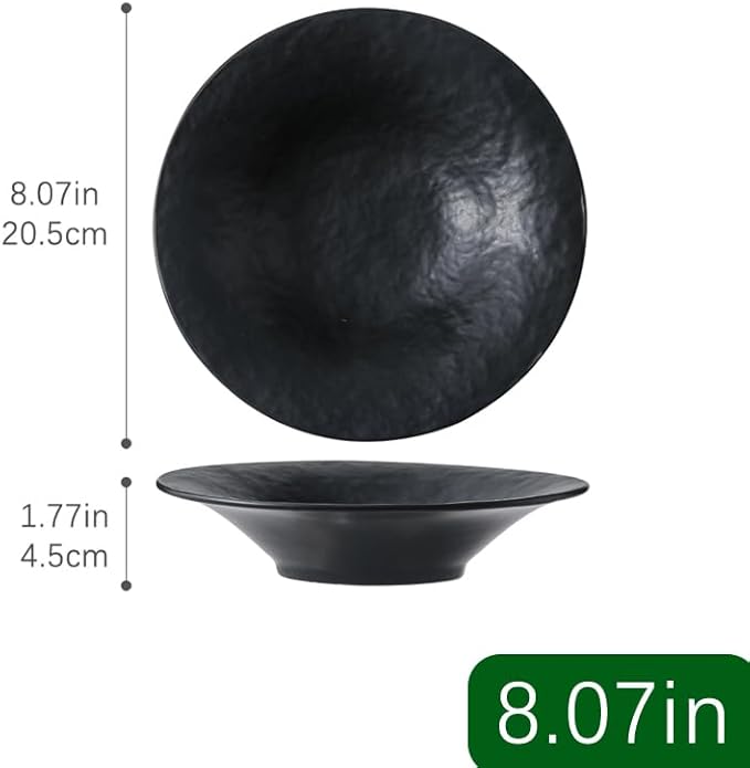 8 Inch Elegant Porcelain Dinner Plates, Round Appetizer Plates, Perfect for Salad, Dessert, Pasta, Snacks,Fruit,Breakfast, Party, Dishwasher & Microwave Safe, Salad Plates Set of 4(Black)