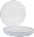 Vikko Salad Plate, Set of 6 Glass Plates, Dinner Plate, Elegant Textured Glass Design, Stackable 11 Inch Plates, Dishwasher Safe