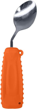Adaptive Weighted Silverware Utensils Angled Spoon for Hand Tremors Parkinsons,Weighted Utensils with Non-Slip Easy Grip Handles for Independent Eating(Left Hand,Orange,Pack of 1)