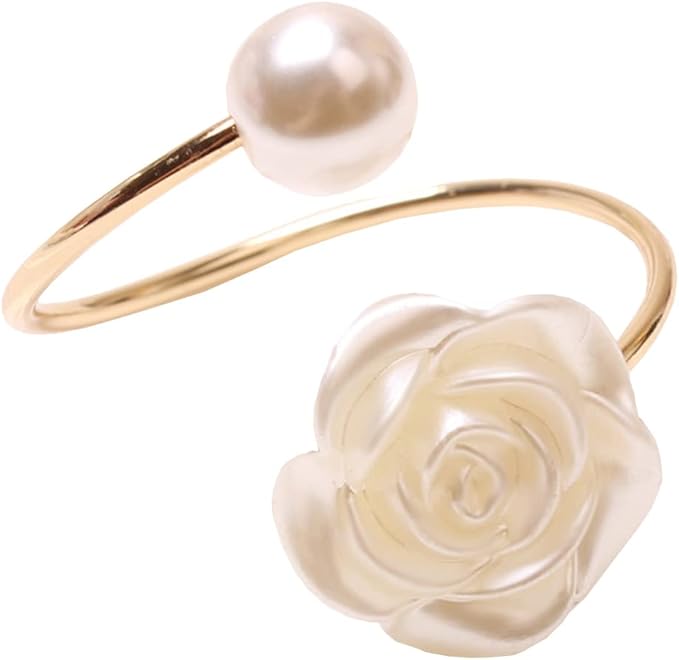 12Pcs Napkin Rings Pearl Napkin Holder Rose Napkin Buckles for Wedding Banquet Home Party Kitchen Decor Festival Dinning Table Decor