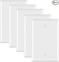ELEGRP 1-Gang Blank Device Wall Plates, Mid-Size 4.88" H x 3.13" L Unbreakable Thermoplastic Blank Faceplate Cover for Unused Outlets/Switches, UL Listed (5 Pack, Glossy White)