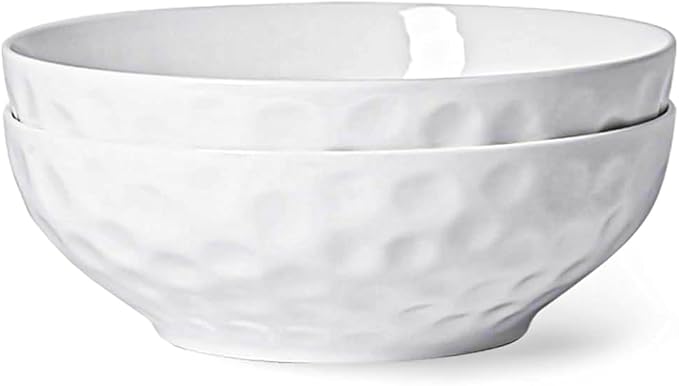 HOMBENE Large Pasta Bowls Set of 2, 9 Inch Pasta Serving Bowl Dinner Bowls, Wide and Shallow Microwave Dishwasher Safe Bowl Set of 2