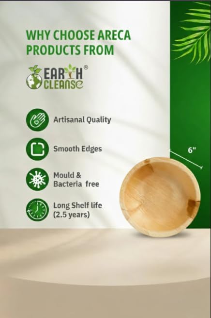 6" Round Palm Leaf Extra Deep Bowl Pack of 250 | 100% Natural, Compostable & Biodegradable Disposable Bowl | Eco-Friendly, Sturdy, Plastic-Free Tableware for Parties, Catering & Takeaway