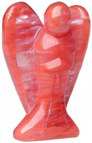 YATOJUZI 2" Cherry Quartz Angel Decor Crystals Polished Natural Stone Sculpture Statue Home Room Office Desk Decoration Guardian Hand Carved Cute Figurines Energy Reiki Gifts for Women Men