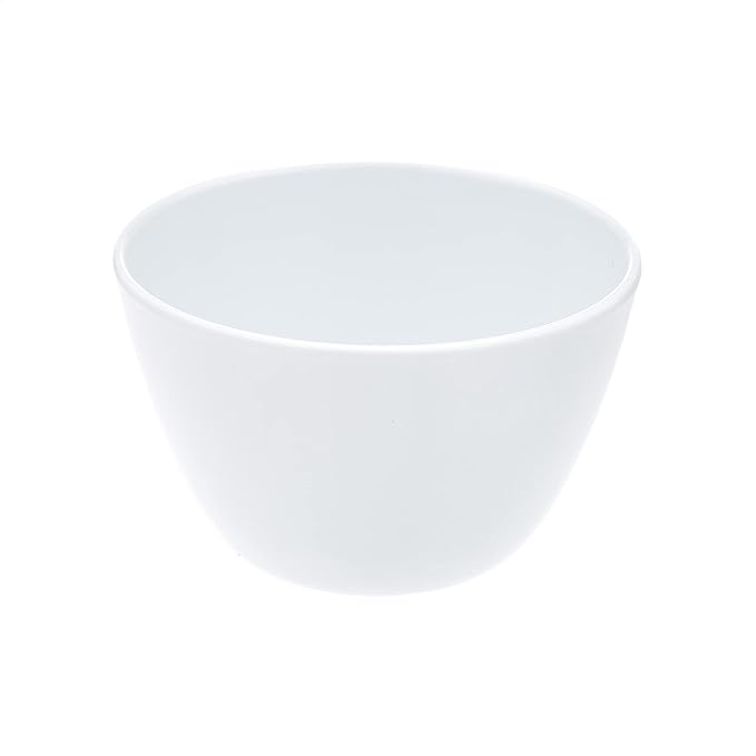 Amazon Basics Round Melamine Bowl, 8 oz, White, 6 Piece Set, Do not microwave