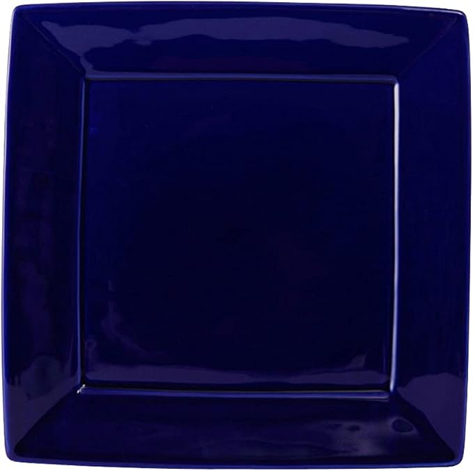 Tuxton China BCH-1016 Plate, 10-1/8", Square, Wide Rim, Microwave and Dishwasher Safe, Oven Proof, Fully Vitrified, Ceramic, DuraTux, Cobalt, Pack of 12