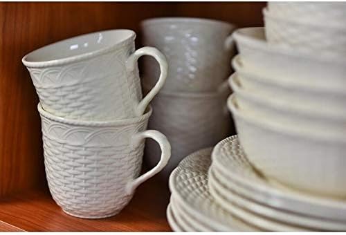 Unknown1 White Dinner Plate 11.25" (Set of 4) Off/White Textured Casual Round Stoneware 4 Piece Dishwasher Safe Microwave