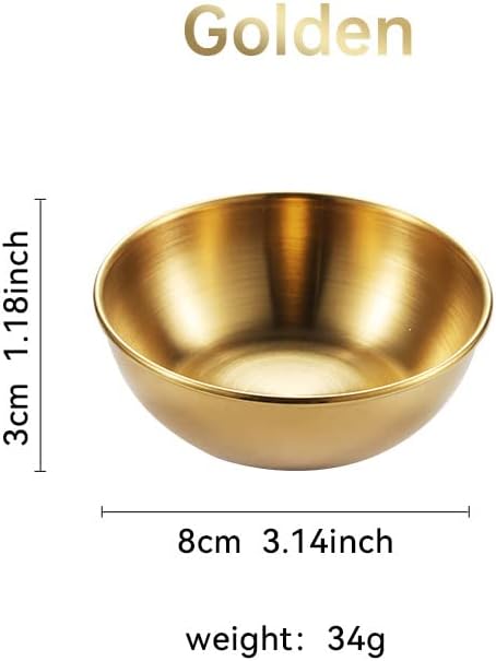 12 Pack Stainless Steel Sauce Dishes, Gold Mini Saucers Bowl Round Seasoning Dishes Sushi Dipping Bowl Appetizer Plates, 3.15inch