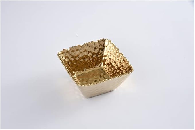 Pampa Bay CER-2733-G Small Square Snack Bowl in Golden Millennium, 5-inch Square, Porcelain