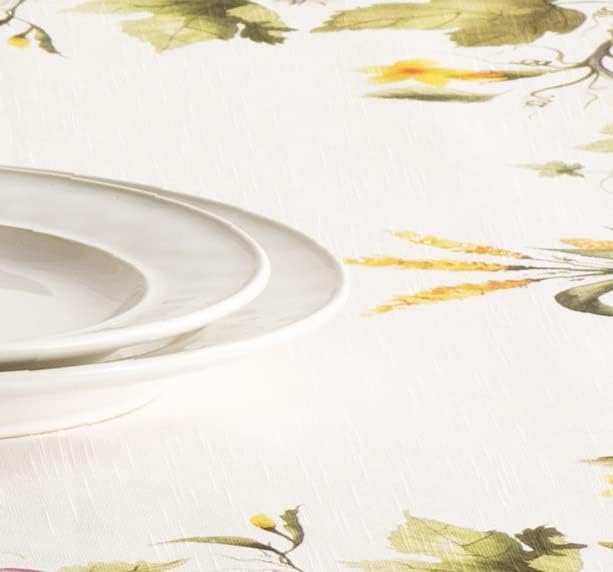 Maison d' Hermine Table Cloth Rectangle Table 100% Cotton 60 x 108 Inches Fall Tablecloth Reusable Everyday Use for Thanksgiving Christmas Decorations Dining Farmhouse (Pumpkin Garden - Cloudy Cream)