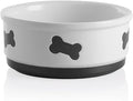 Sweejar Ceramic Dog Bowls with Bone Pattern, Dog Food Dish for Large Dogs, Porcelain Pet Bowl for Water 70 Fl Oz (White)