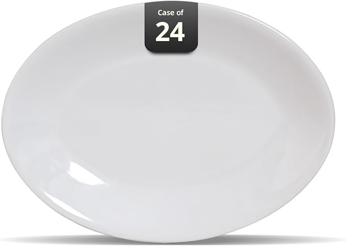 Stoneware Coupe Commercial Grade Dinnerware Bright White Oval Platter 9.75" x 7.5", Case of 24