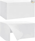 HolidayIdeas Fitted Table Covers - 96 x 30 Inch - 2 Pack Rectangle Tablecloths for 8 Foot Tables, Versatile Polyester Fabric Tablecloth for Parties, Holiday Dinner, Trade Show (White)