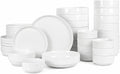 Gibson Home Rothernberg 40-Piece White Porcelain Dinnerware Set – Service for 8, Stackable Plates and Bowls, Durable Kitchen Dinner Set