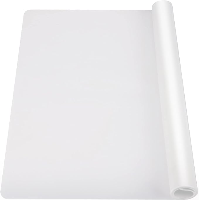 Ewen 25.6x17.7in 2mm Silicone Mats for Kitchen Counter, Extra Large Thick Heat Resistant Baking Mat, Silicone Countertop Protector Mat for Bar Air Fryer Crafts Work Glass Top Stove Cover Translucent
