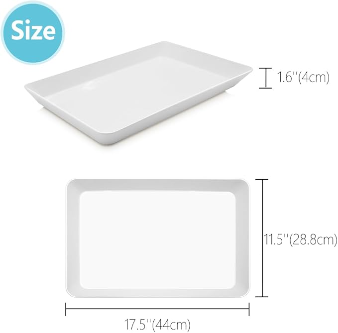 Serving Tray Platter, 17.5'' x 11.5'' x 1.6'', 3 Pcs Food Tray for Veggie Fruit Snack Dessert Cookie Cheese, Food Trays for Party Supplies Display, Large Platters for Serving Food, BPA Free