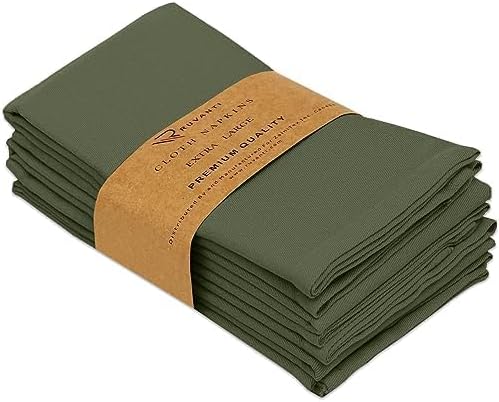 Ruvanti Cloth Napkins Set of 4, 18x18 Inches Napkins Cloth Washable, Soft, Durable, Absorbent, Cotton Blend. Table Dinner Napkins Cloth for Hotel, Lunch, Restaurant, Wedding Parties - Martini Olive