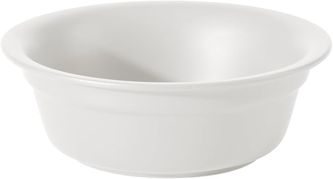 Ceramic 8.7inch Dog Bowl for Large Dogs, Basic 4 Cup Food or 37oz Water Bowl for Replacement, Wide Opening Rounded Edge(Single Bowls, Matt White)