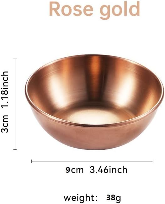 12 Pack Stainless Steel Sauce Dishes, Rose Gold Mini Saucers Bowl Round Seasoning Dishes Sushi Dipping Bowl Appetizer Plates, 3.15inch