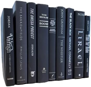Real Books by Color® (Set of 9, Black Silver) Decorative Bookshelf Home Decor Shelf Styling Photo Prop